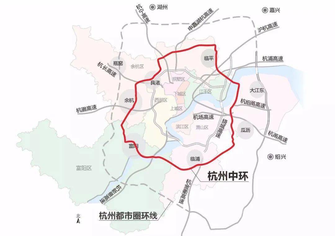 桐乡,绍兴柯桥等地的杭州都市区城市快速路,一直以来,杭州中环的进展
