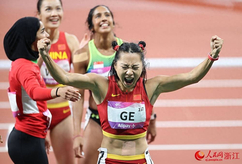 杭州亚运会葛曼棋女子百米摘金_章勇涛_比赛_左三