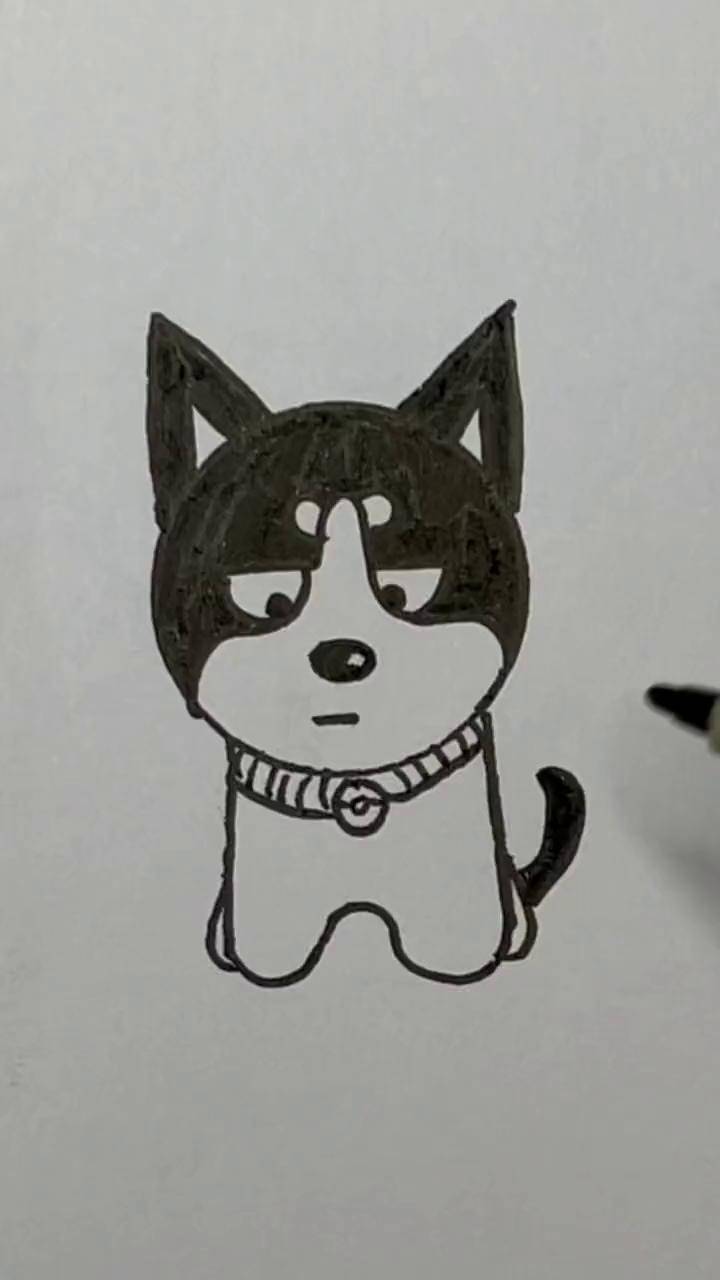 一元银币画哈士奇简笔画 画画