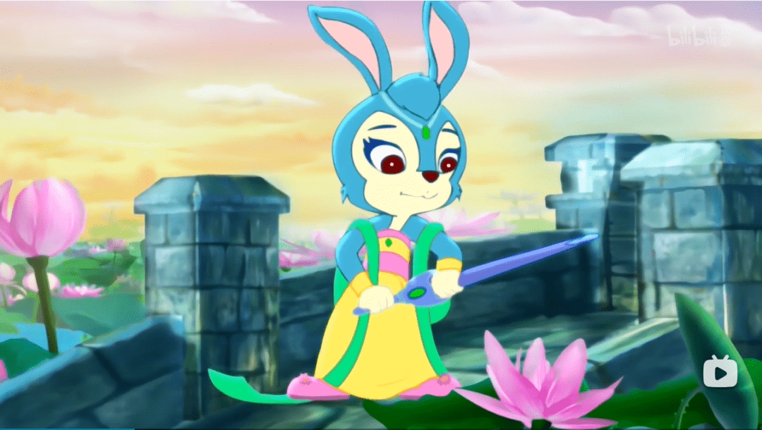 她美丽善良,冰雪聪明,蓝兔是冰魄剑的传人,很快,被追杀的虹猫被蓝兔宫