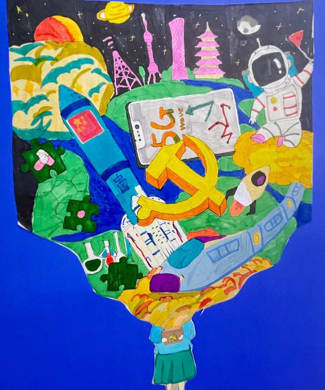 滑县道口第二完全小学举办爱国主题画展活动