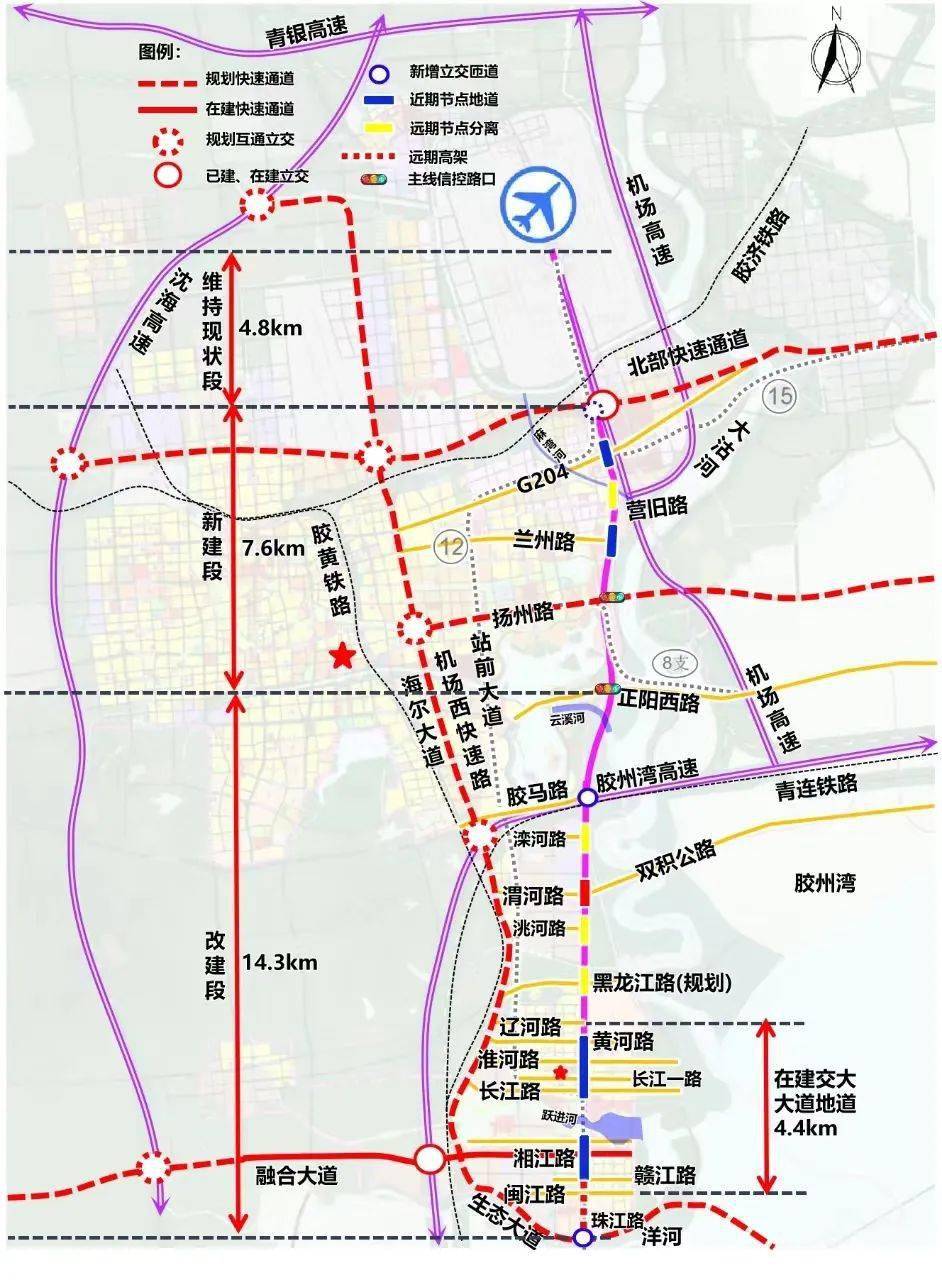 胶州东西大通道线路图图片