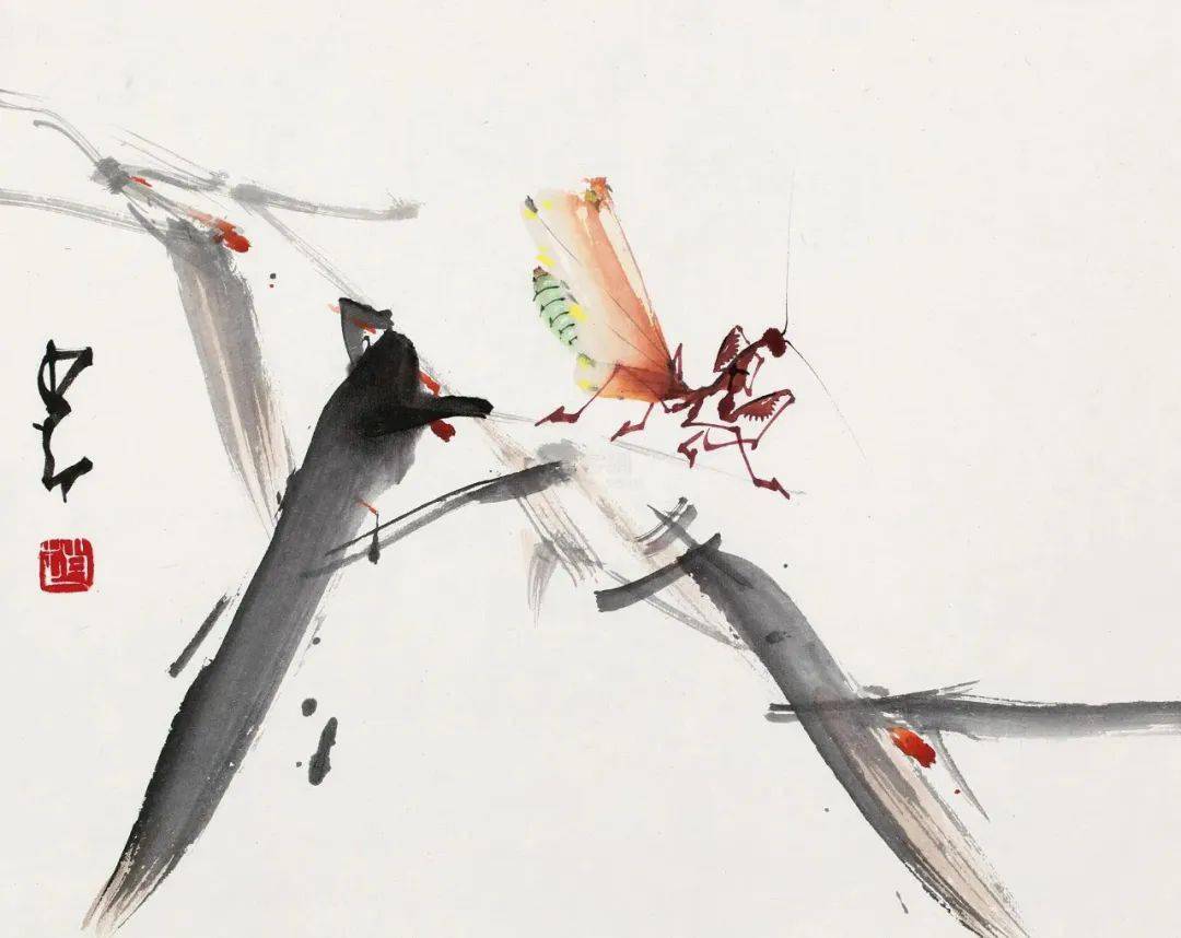 【国画天地】赵少昂画螳螂,生机勃勃_传统_边际_特质