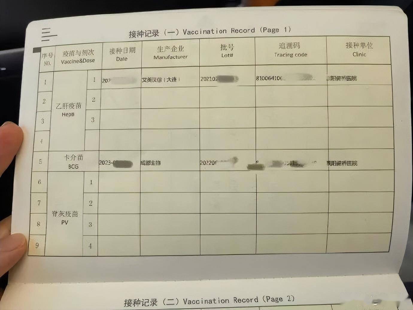 除了上述的各类登记证明,医院方面还能提供全国通用版本的疫苗接种本