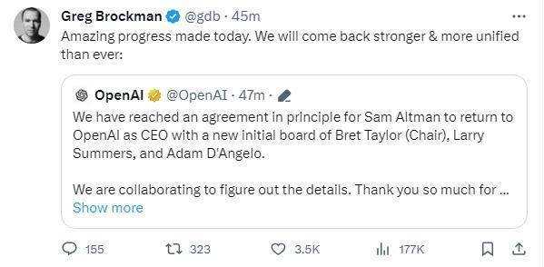 OpenAI：阿尔特曼将重返公司担任CEO，组建新董事会 