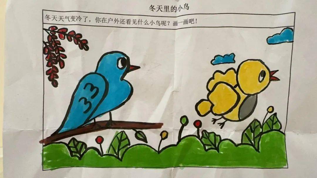 孩子们和爸爸妈妈一起到户外寻找,并完成《冬天里的小鸟》调查表.