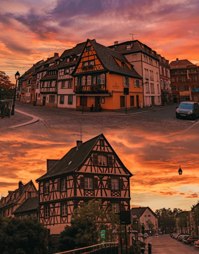 当天气晴朗时,街灯柔和运河平静的水中倒影,完美童话般的场景真实存在