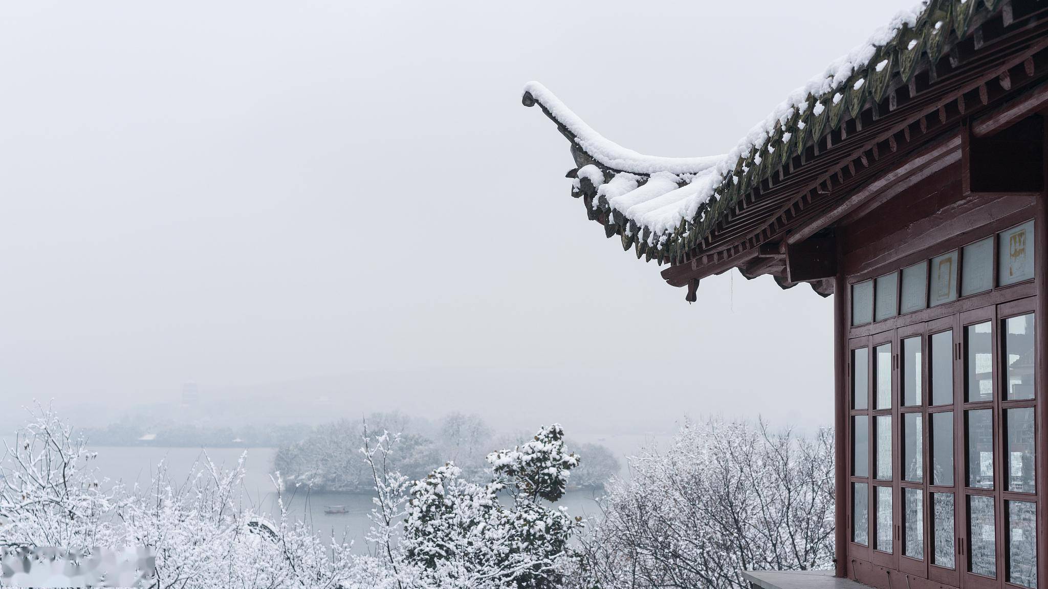 凉亭雪景图片