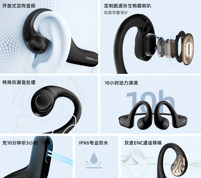 QCY推出Crossky Link2真骨传导挂耳式耳机，预售价仅199元