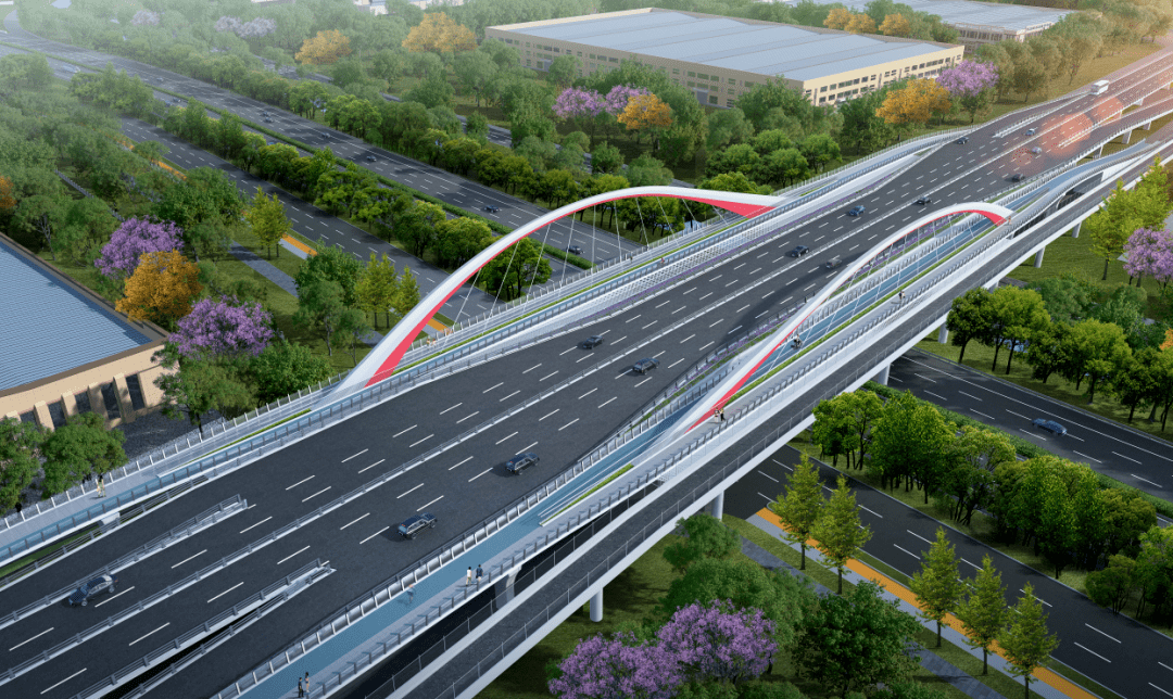 成都高新西区天健路长跨线桥项目效果图建设内容:将在南北两侧新建