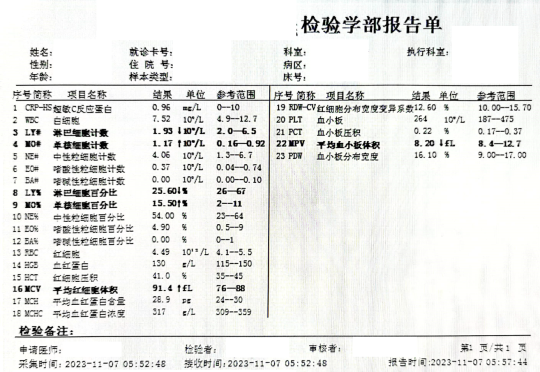 怀孕血常规报告单图片