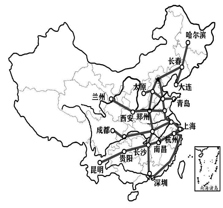 中國中長期鐵路規劃中,到2020年中國的四縱四橫客運專線網絡全長將