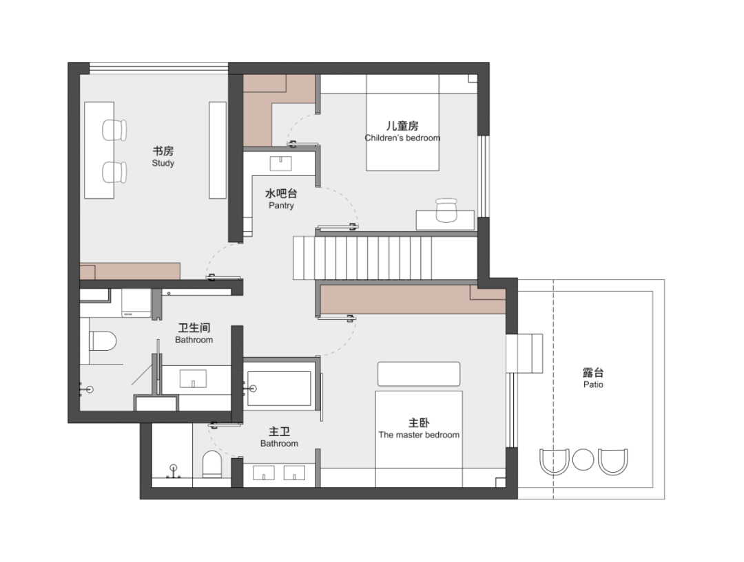 08辰境設計floor plan of 2nd floor餐廳圍繞樓梯呈現