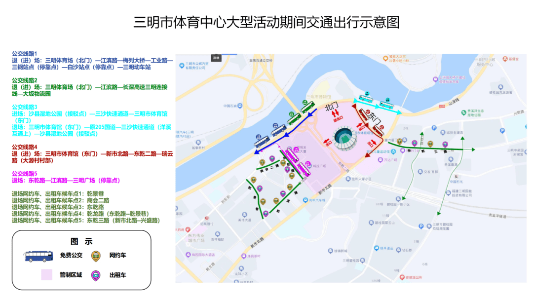 东乾二路—新市北路—三明市体育中心(东门)配套免费公交路线4(往返)