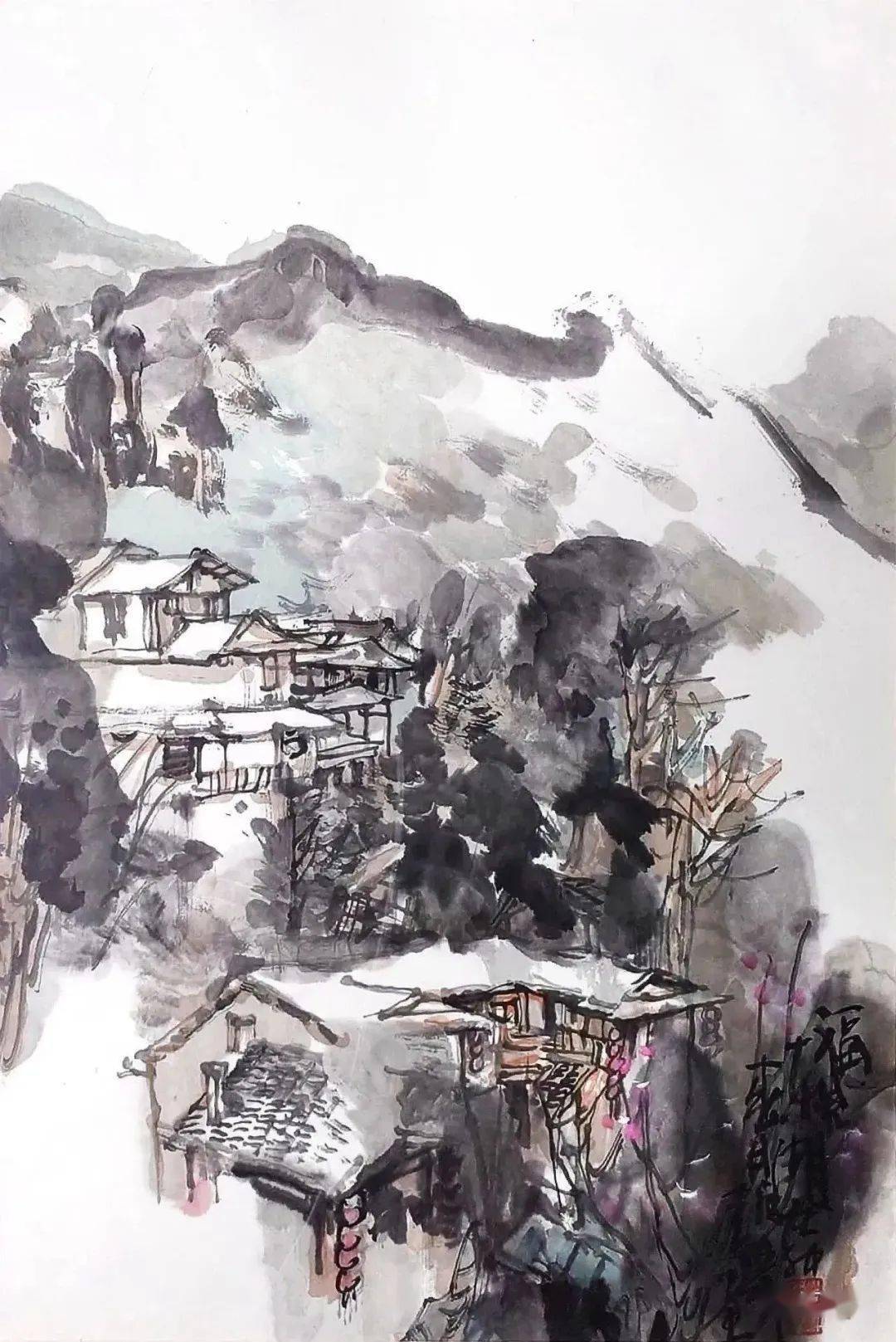 x81cm吕承坚《中国传统古村落-东湖日记之二》60x80cm伊林春《东湖村