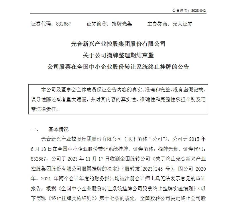 v觀財報|摘牌光集及董事長等4人被警示_公司_控股集團_王明榮